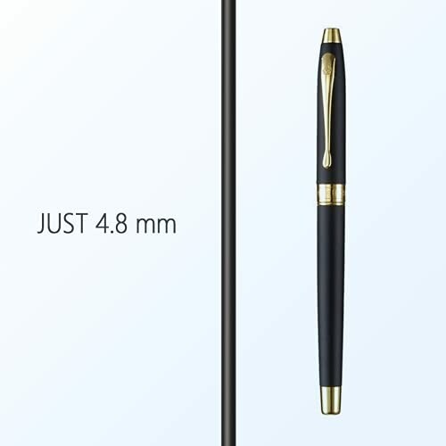 Slim black and gold pen with 4.8 mm thickness